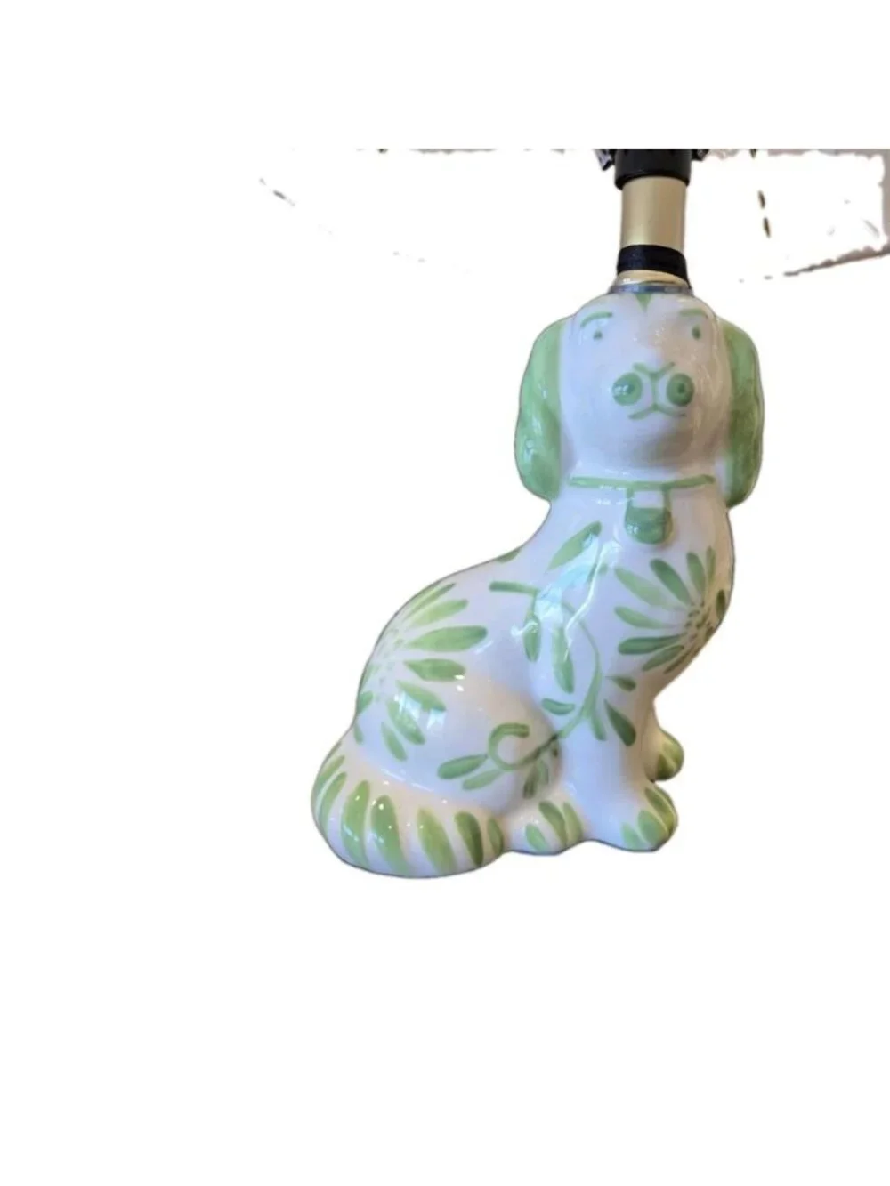 New Green & White Ceramic Dog Chinoiseriw Coastal Home Office Room Decor Lamp